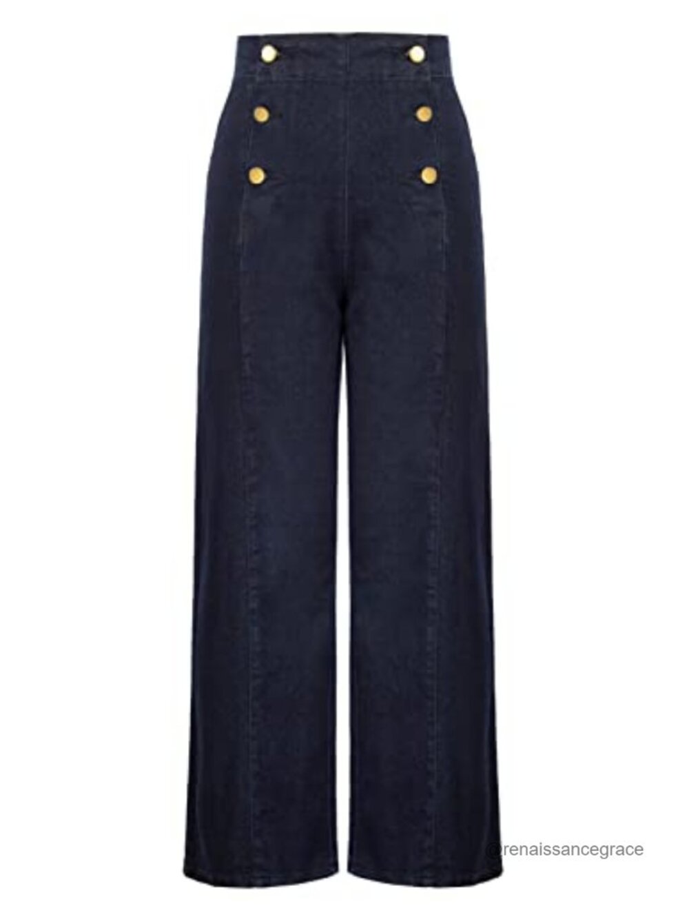 Vintage High Waisted Button Wide Leg Sailor Jeans Stretch Palazzo Pants